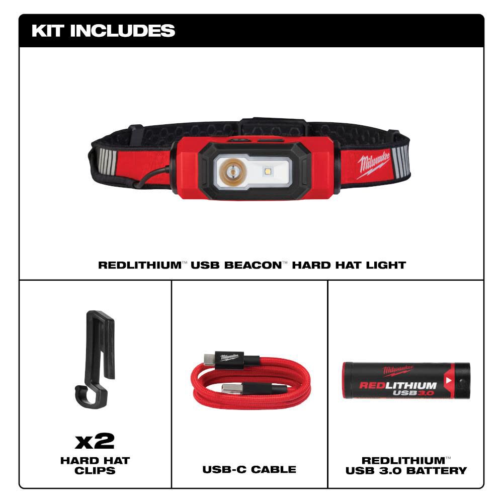 Milwaukee BEACON Hard Hat Light USB Rechargeable, large image number 2