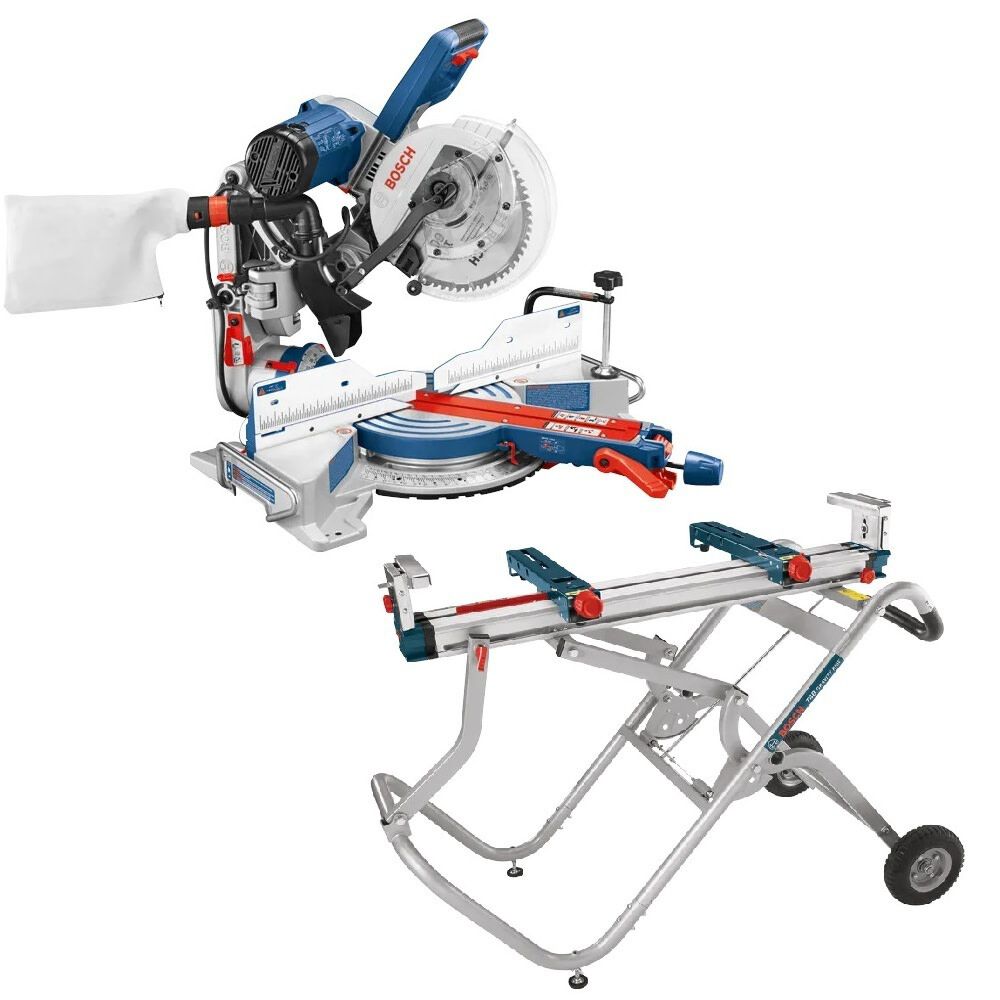 Bosch 10 Inch Glide Miter Saw with Wheeled Stand Reconditioned Bundle - CM10GD-RT-T4B