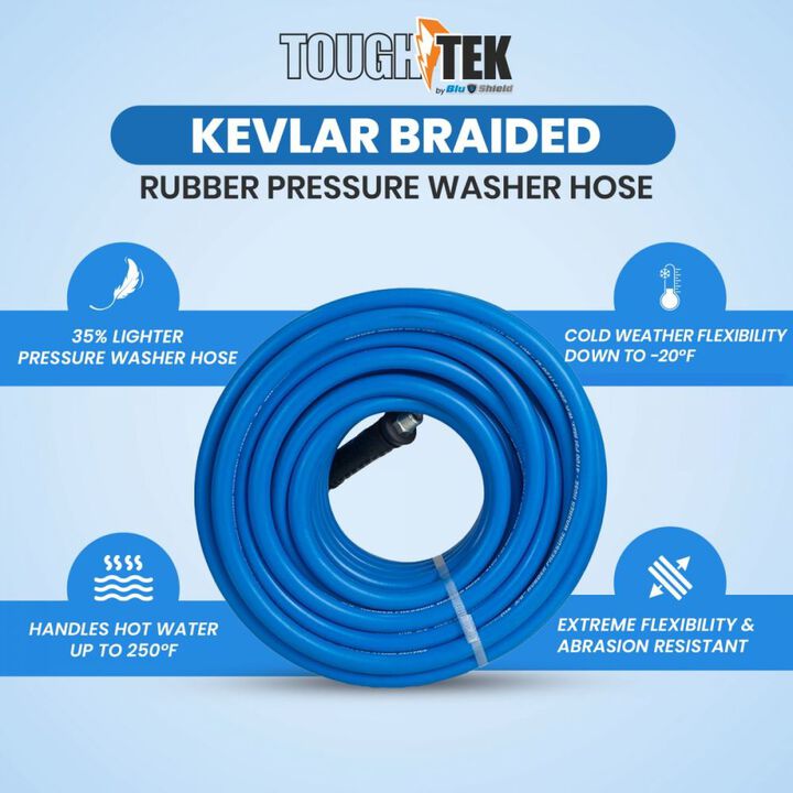 BluBird 1/2 Inch x 200 Ft 4000 PSI Blue Rubber Pressure Washer Hose, large image number 4