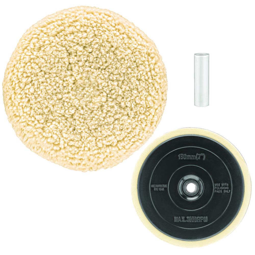 DEWALT 7 in Wool Buffing Pad and Backing Pad Combo Kit DW4985CL