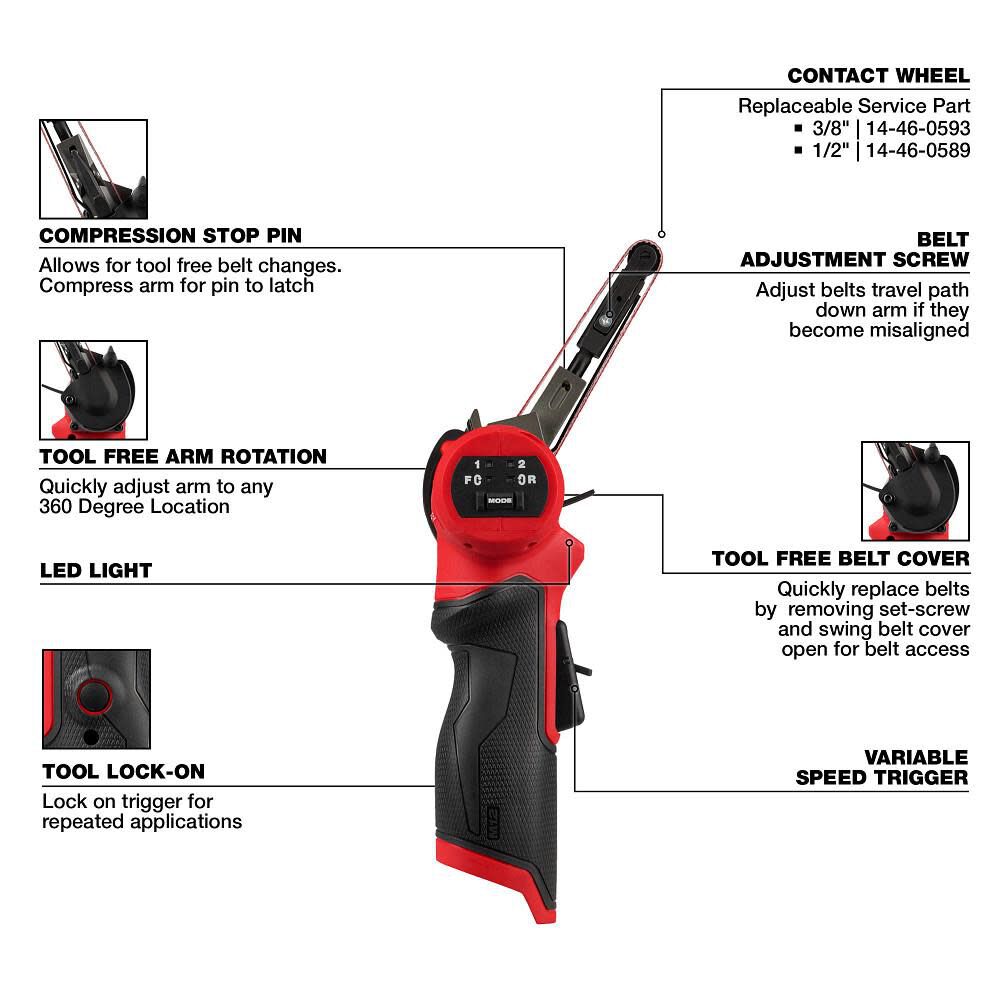 Milwaukee M12 FUEL Bandfile 3/8inch X 13inch (Bare Tool), large image number 3