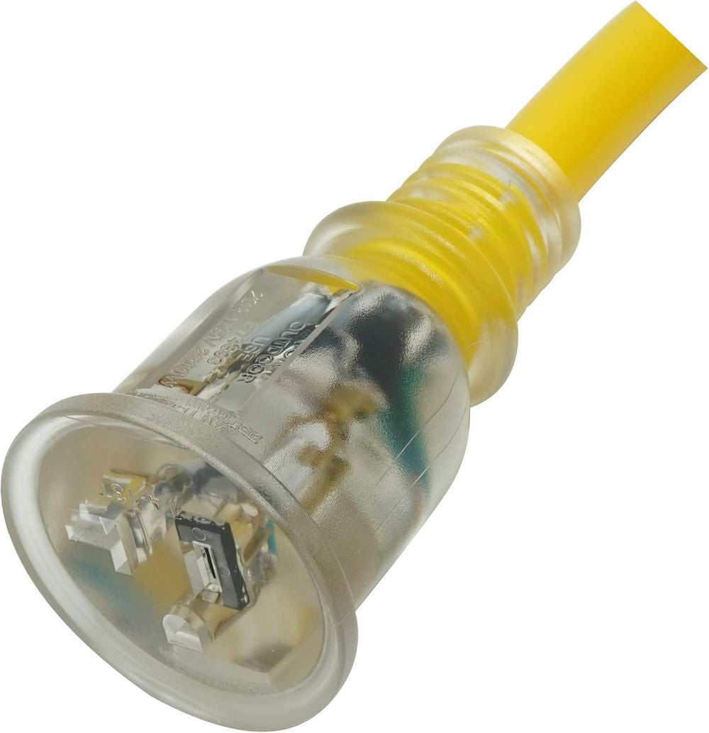 Southwire SJTW 100 Ft 10/3 20 Amp Yellow Jacket Outdoor Heavy-Duty Extension Cord with T-Blade Power Light Plug, large image number 3