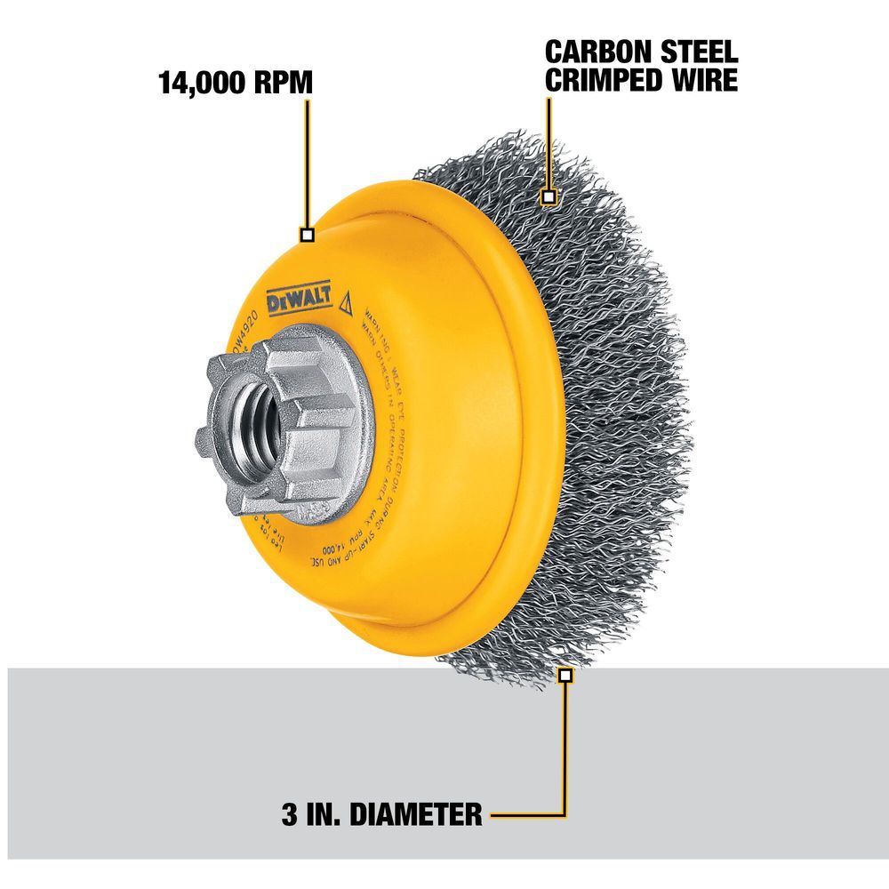 DEWALT 3-in x 5/8-in to 11-in Crimped Wire Cup Brush, large image number 3