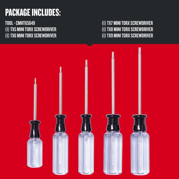 CRAFTSMAN Mini Torx Acetate Screwdriver Set, 5 Piece, large image number 1