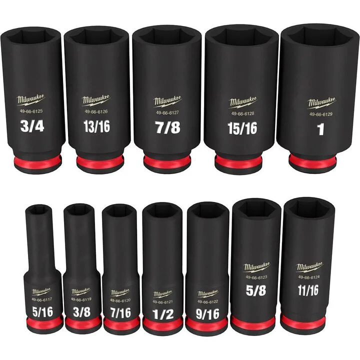 Milwaukee Impact Socket 12PC 3/8in Drive SAE DP 6Point Tool Set, large image number 0
