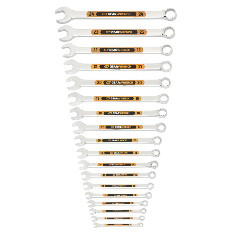 GEARWRENCH 18 Pieces12 Point Metric Hi-Viz Long Pattern Combination Wrench Set, large image number 1