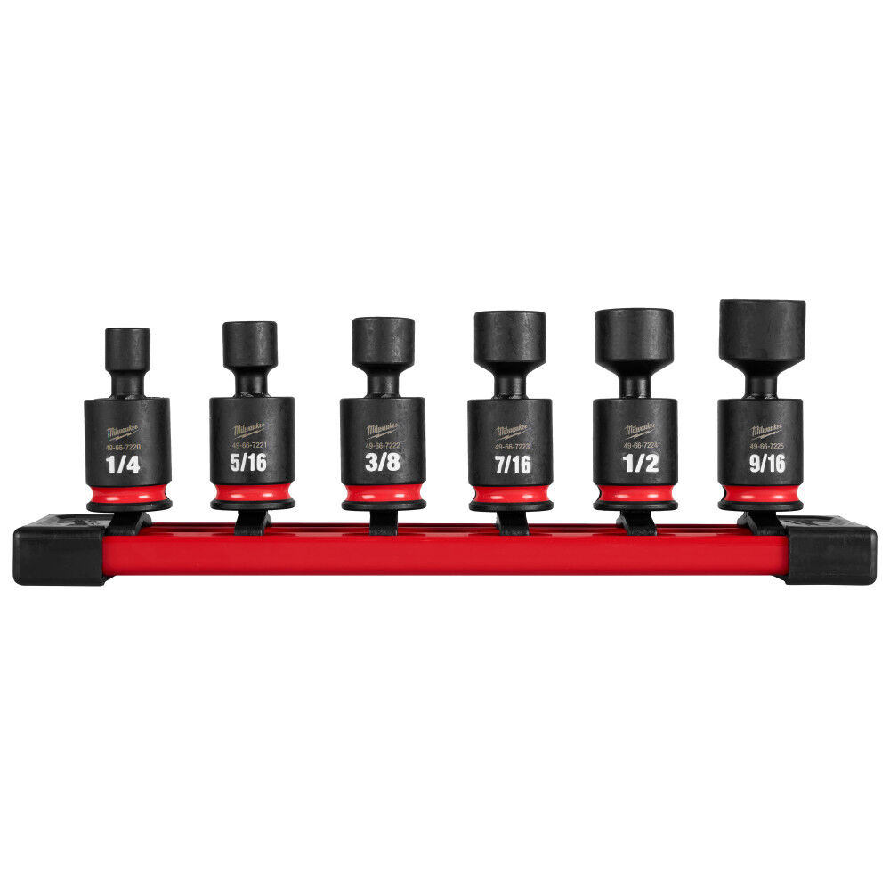 Milwaukee SHOCKWAVE Impact Duty 1/4 Inch Drive SAE Standard Swivel Socket Set 6 Pieces - 49-66-7100
