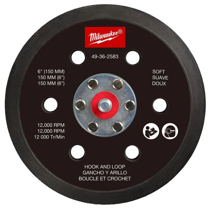 Milwaukee 6 Inch Hook and Loop Sander Backing Pad - Soft