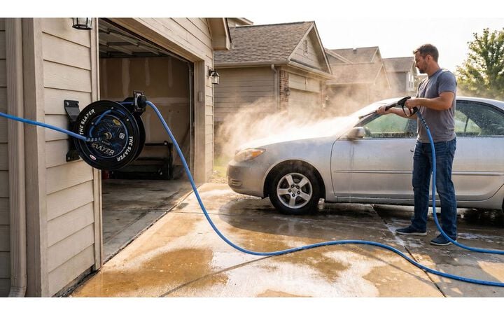 BluBird Blu Shield Slayer 1/4 Inch x 35 Ft Hybrid Pressure Washing Hose Reel, large image number 6