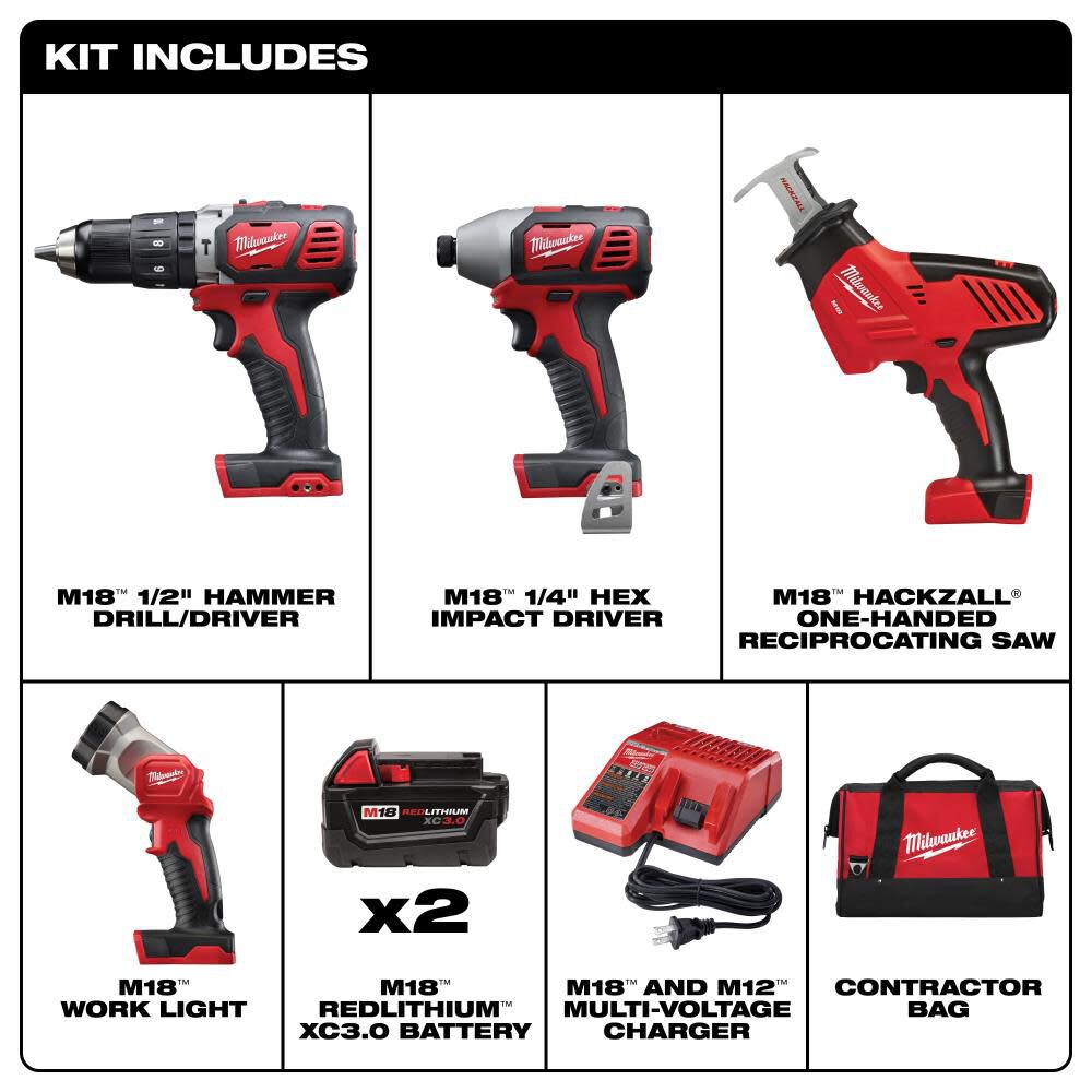 Milwaukee M18 4 Piece Combo Kit 2695 24 Acme Tools