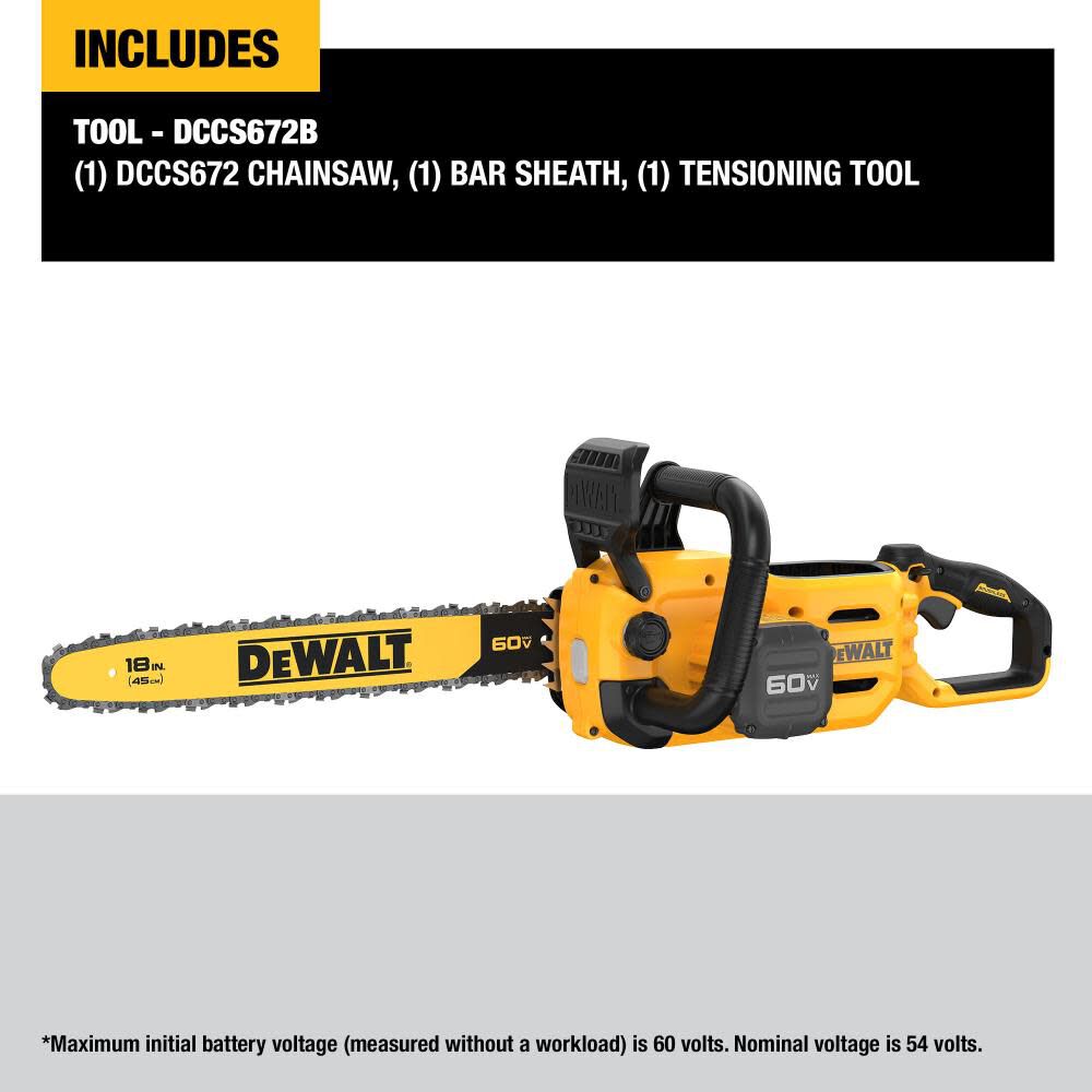 DEWALT Chainsaw 60V MAX 18inch Brushless Cordless (Bare Tool), large image number 11