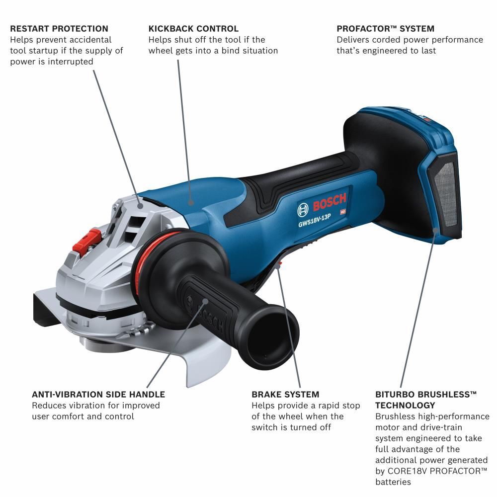 Bosch PROFACTOR 18V Spitfire 5  6in Angle Grinder with Paddle Switch (Bare Tool), large image number 2