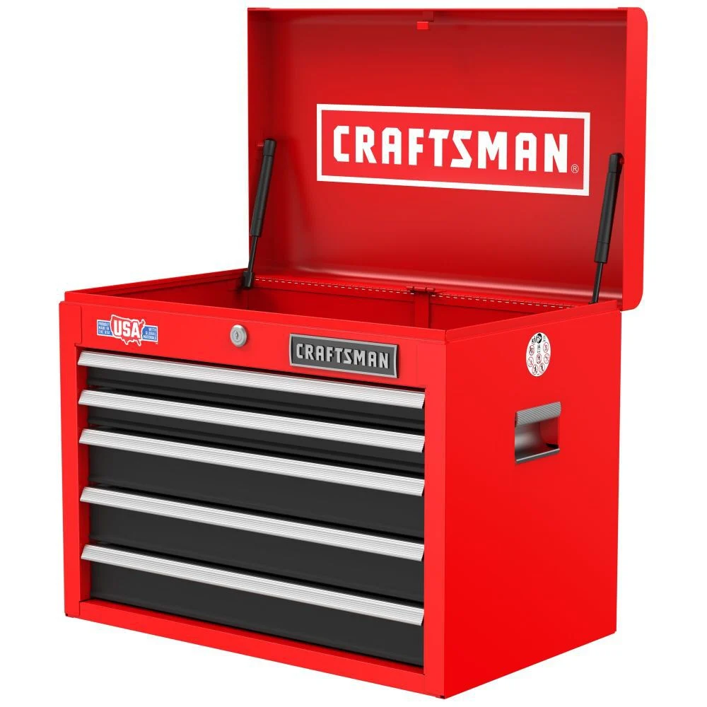 CRAFTSMAN S2000 26 Inch 5-Drawer Metal Tool Chest, Red CMST98263RB