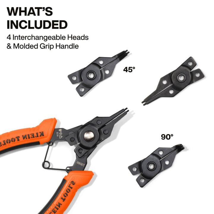 Klein Tools Steel 6 in 1 Interchangeable Snap Ring Plier Orange/Black, large image number 1