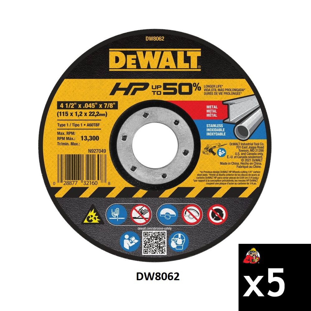 DEWALT 4-1/2 Inch x 0.045 Inch Type 1 Cut-Off Wheel Bundle, 5 Pieces, large image number 2