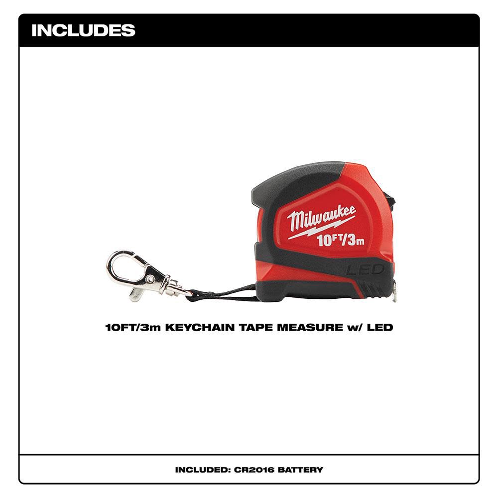 Milwaukee 10 Ft./Keychain Tape with LED, large image number 3