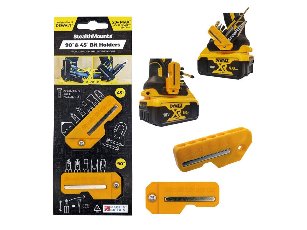 Stealthmounts 4590 Bit Holder for Dewalt XR & Flexvolt Tools 2 Pack Yellow – BH-DW-4590-YLW