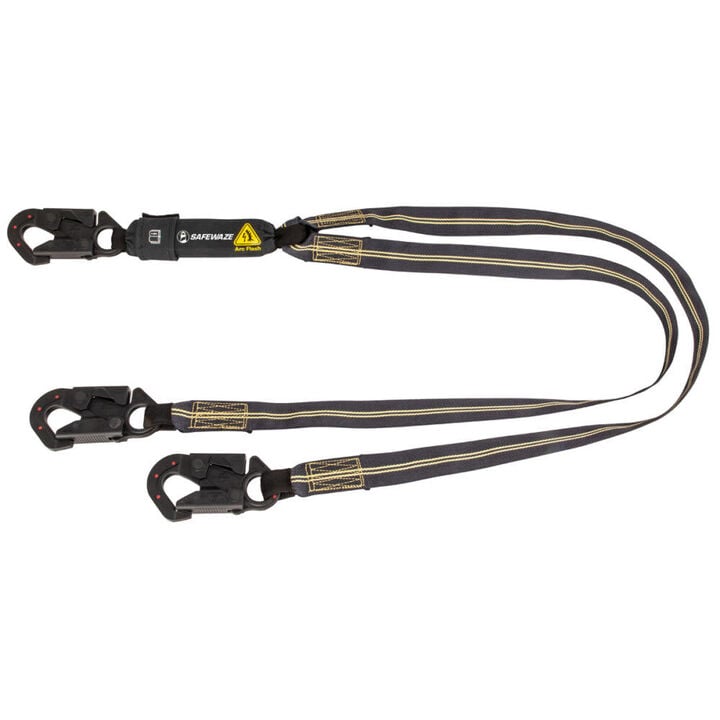 Safewaze Arc Flash 6 Ft. Energy Absorbing Lanyard: Aramid, Dual Leg, Dielectric Snap Hooks