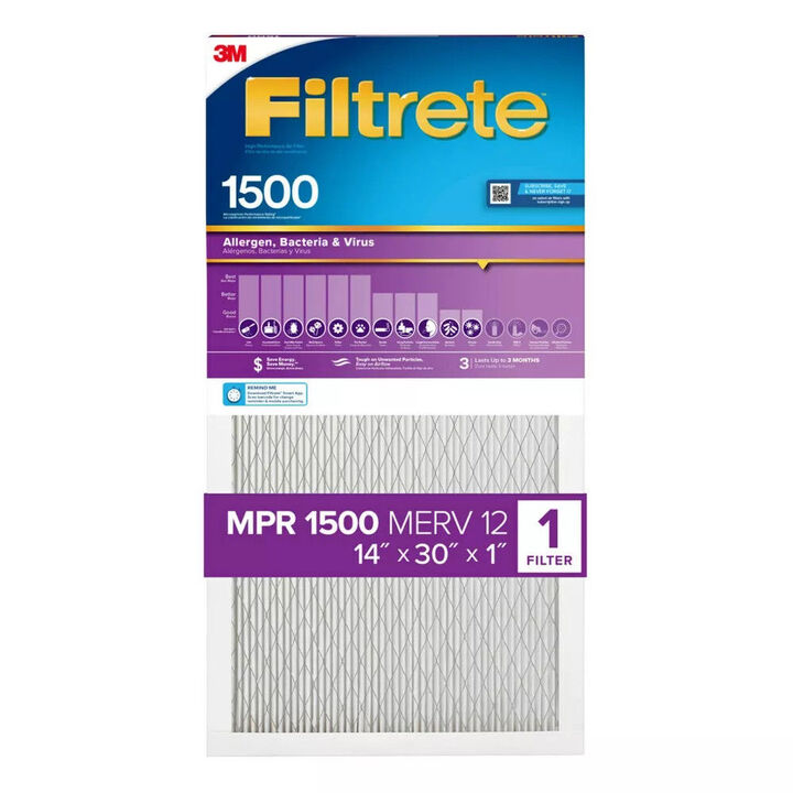 3M Filtrete 14 x 30 x 1-Inch 1500 MPR MERV 12 Allergen Defense Furnace Air Filter, large image number 1