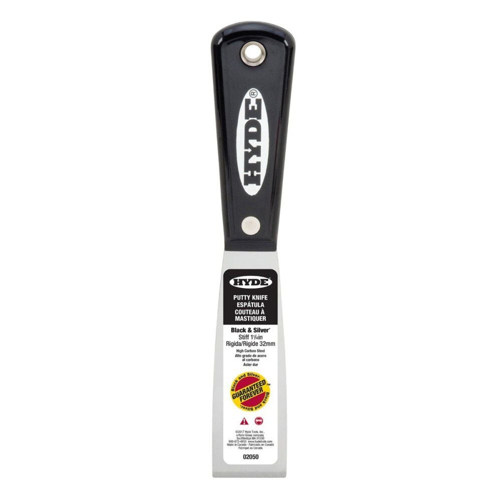 Hyde 1-1/4 Inch Black/Silver Carbon Steel Blade Putty/Joint Knife, large image number 1