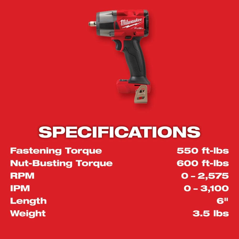 Milwaukee M18 FUEL 3/8 Mid-Torque Impact Wrench with Friction Ring (Bare Tool), large image number 7