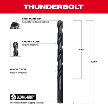 Milwaukee 11/32 In. Thunderbolt Black Oxide Drill Bit, large image number 2