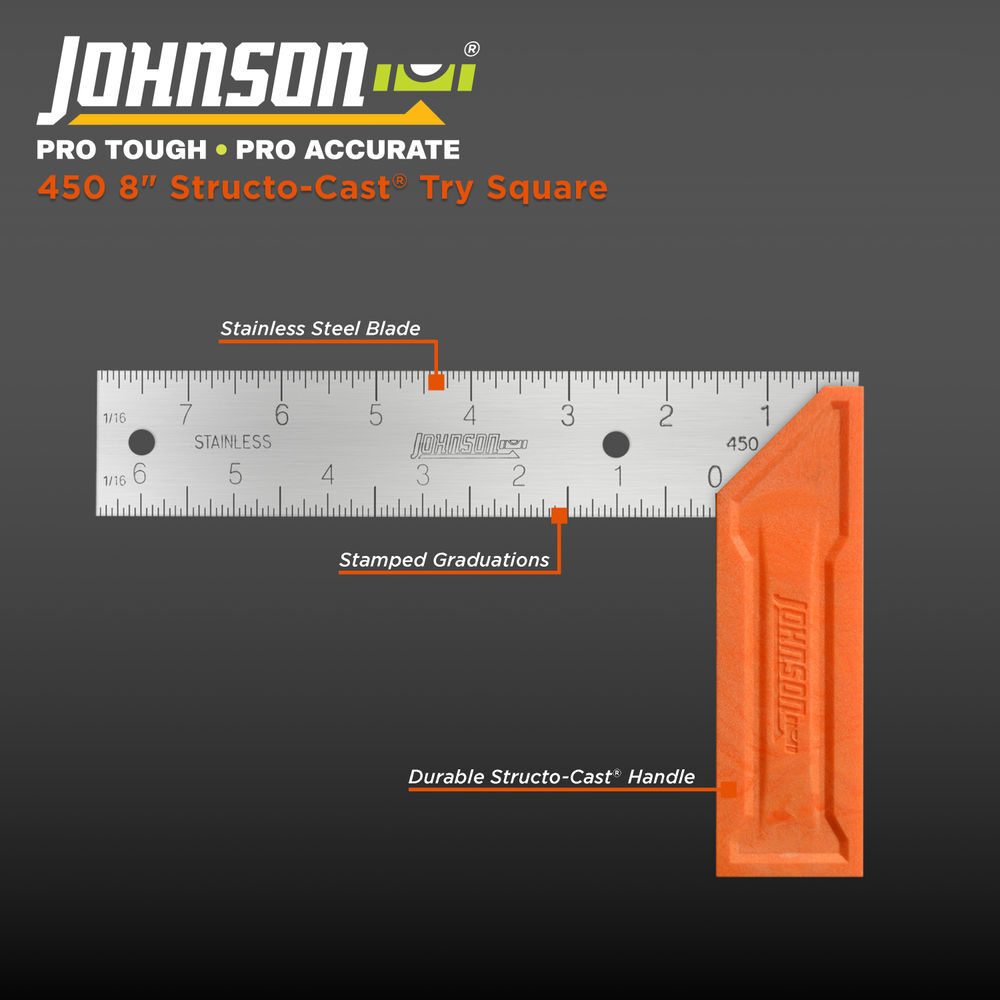Johnson Level 8 Inch Try and Mitre Square Plastic Handle, large image number 6