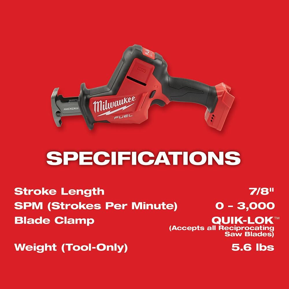 Milwaukee M18 FUEL HACKZALL Reciprocating Saw (Bare Tool), large image number 7