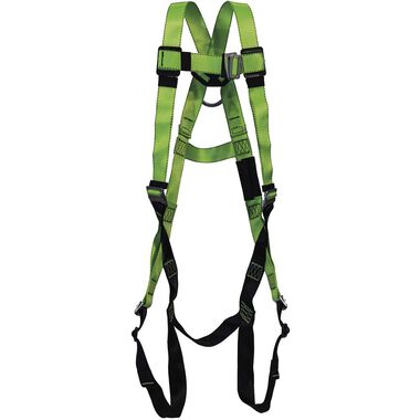 Peakworks Full Body Safety Harness 5-Point Adjustment with Fall Indicator Back D-Ring Pass Thru Leg Buckles Hi-Vis Green/Black Universal Fit