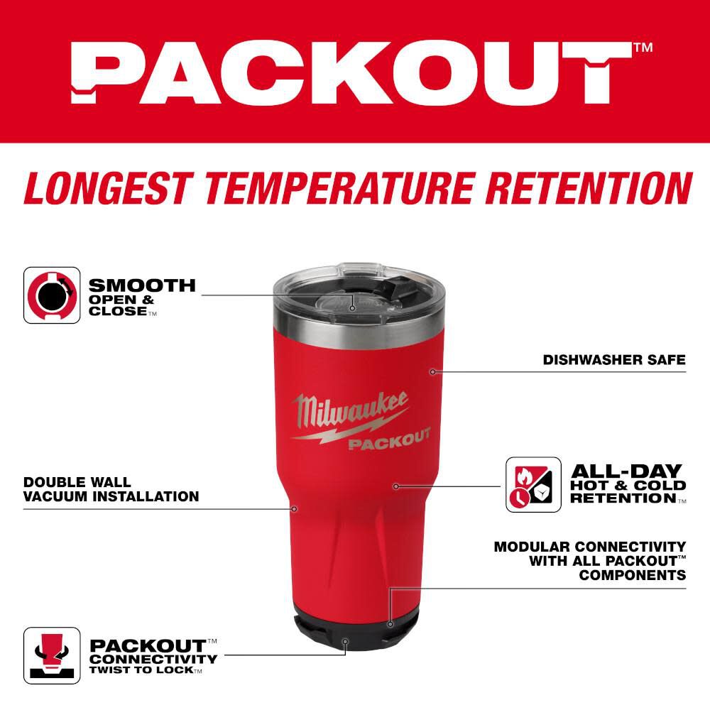 Milwaukee PACKOUT Tumbler Red 30oz, large image number 2