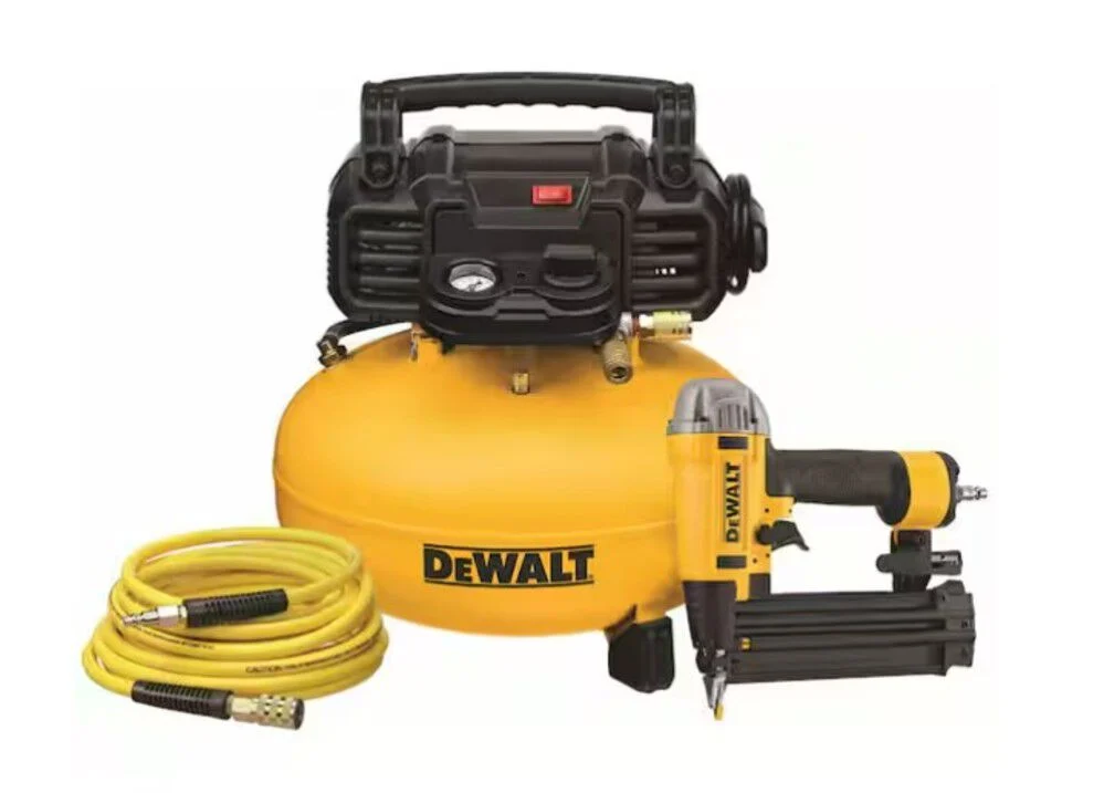 DEWALT 6 Gallon 165 PSI Electric Pancake Air Compressor with Brad Nailer, large image number 1