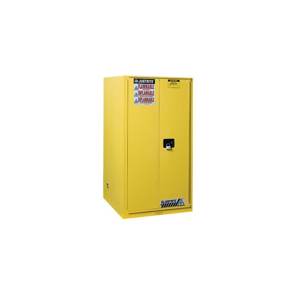 Justrite 90 Gallon Yellow 1 Bi-Fold Door Self Close Flammable Cabinet – 899080