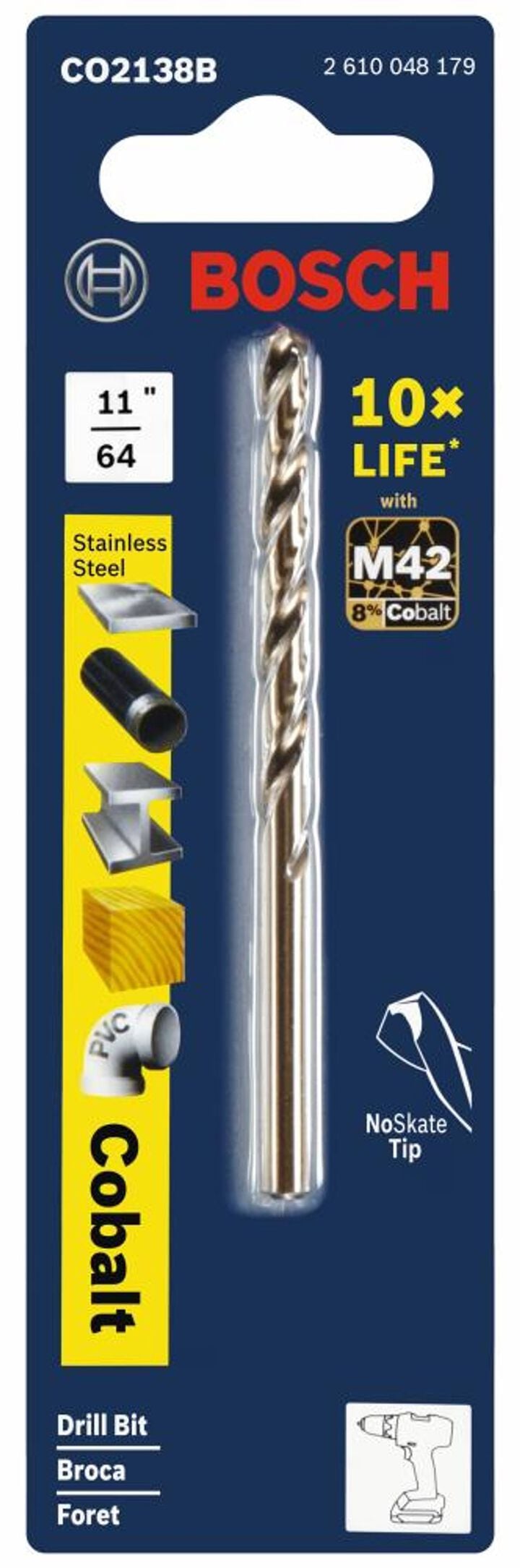 Bosch 11/64 Inch X 3-1/4 Inch Cobalt M42 Drill Bit, large image number 2