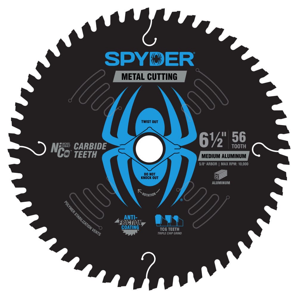Spyder 6-1/2 Inch 56T Circular Saw Blade for Medium Aluminum - 13516