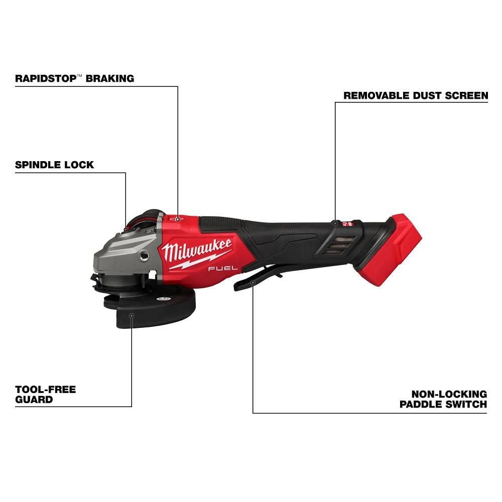 Milwaukee M18 FUEL 4-1/2 Inch-6 Inch Braking Grinder, Paddle Switch (Bare Tool), large image number 3
