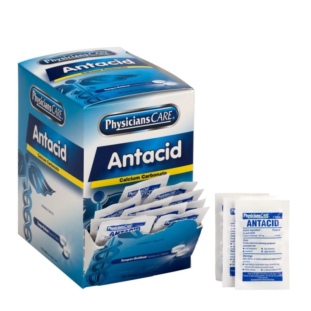 First Aid Only PhysiciansCare 420mg Antacid Medication Tablets – 90089-003