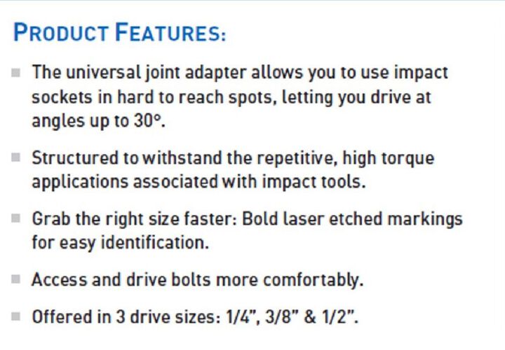 Vega 1/2 Inch x 1/2 Inch Universal Impact Socket Adapter, large image number 2