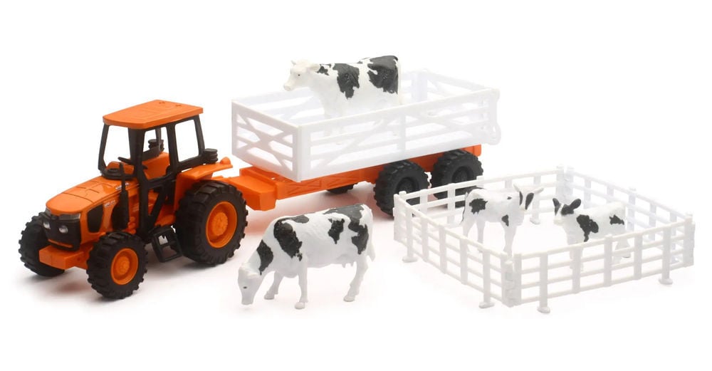 Kubota M5-111 1:32 Scale Miniature Toy Tractor Set with Farm Animals, large image number 1