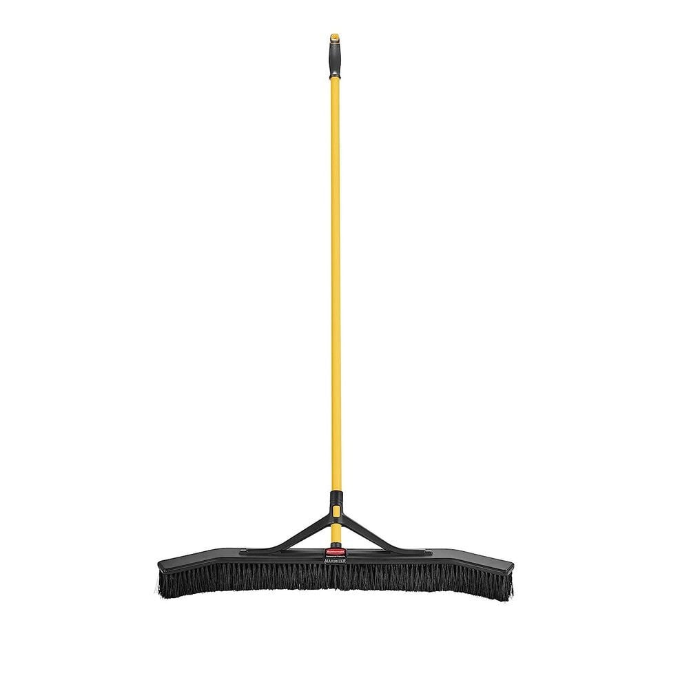 Rubbermaid 36in Black Polypropylene Medium Push Broom with Steel Handle, large image number 1