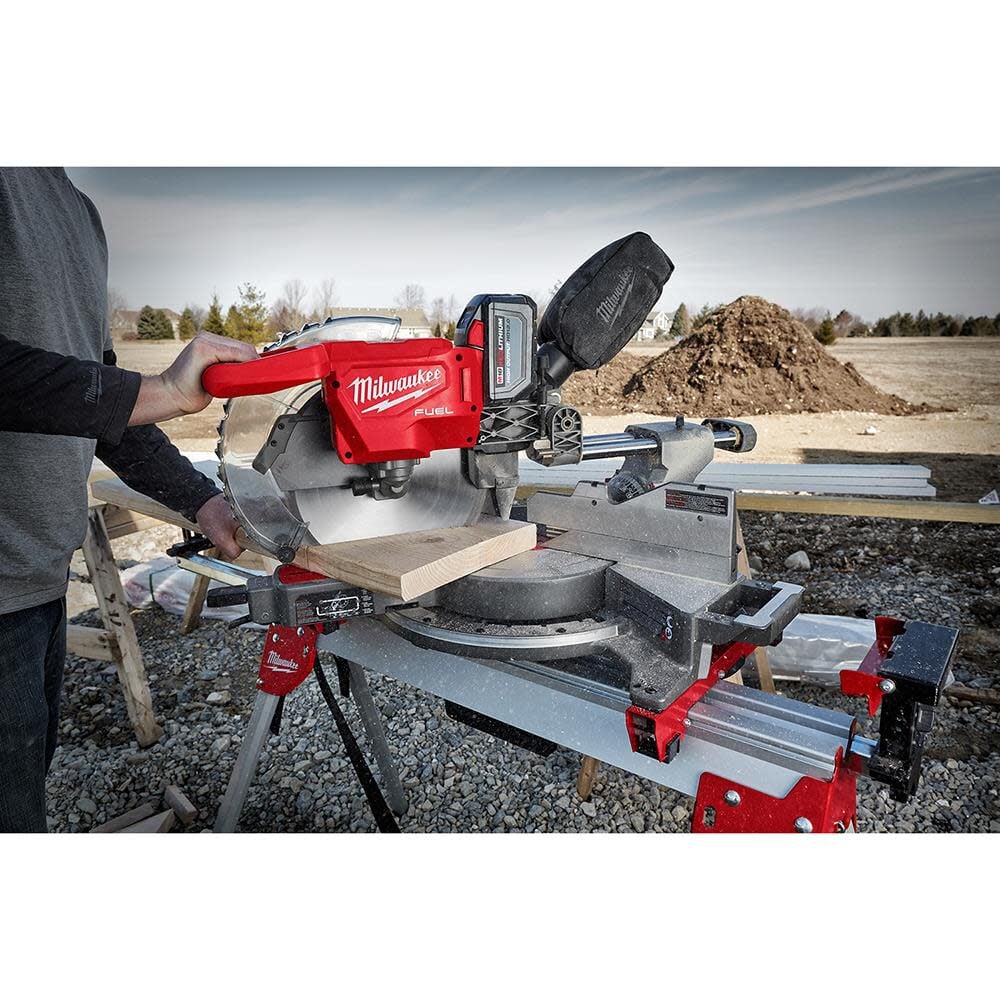 Milwaukee M18 FUEL 12 Inch Dual Bevel Sliding Compound Miter Saw Kit & Folding Miter Saw Stand Bundle, large image number 11