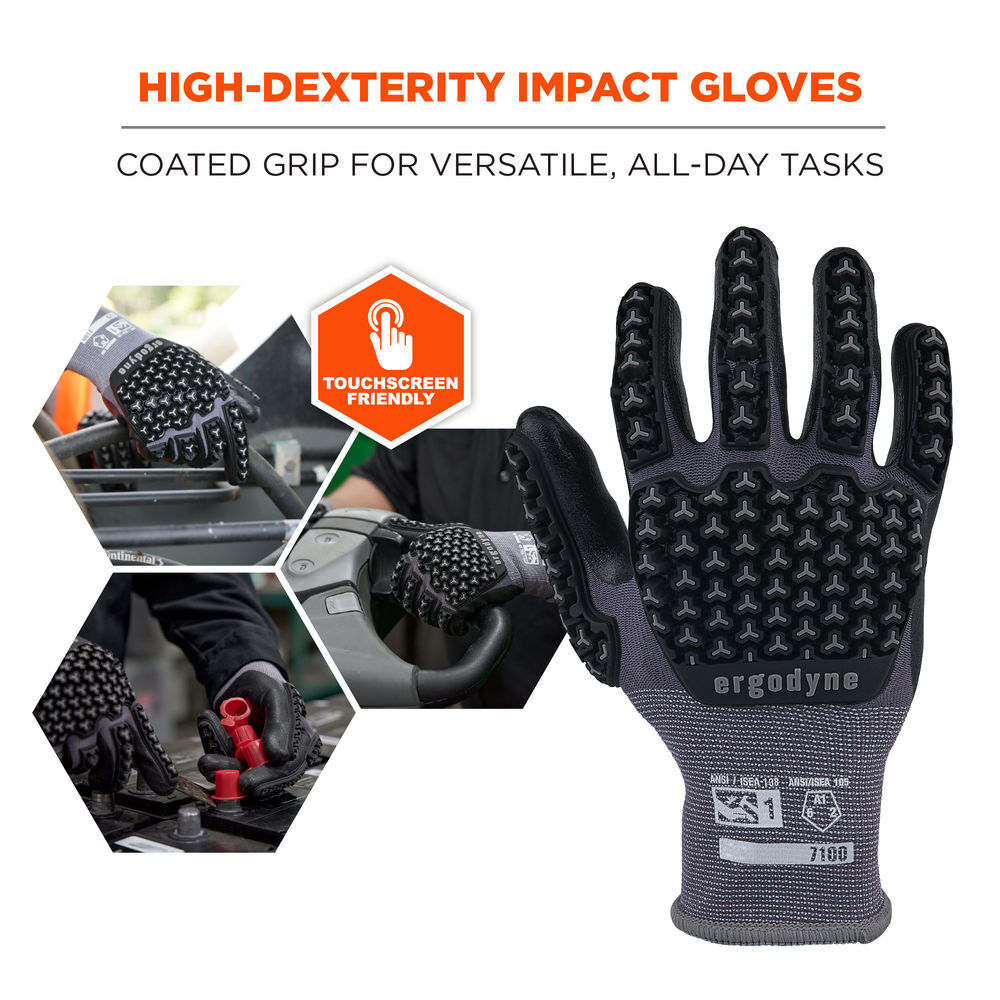 Ergodyne 7100 Nitrile Coated Impact Gloves 2XL Gray, large image number 2