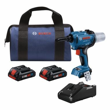Bosch 18V Connected Rivet Tool Kit with 2ct CORE18V 4Ah Advanced Power Batteries
