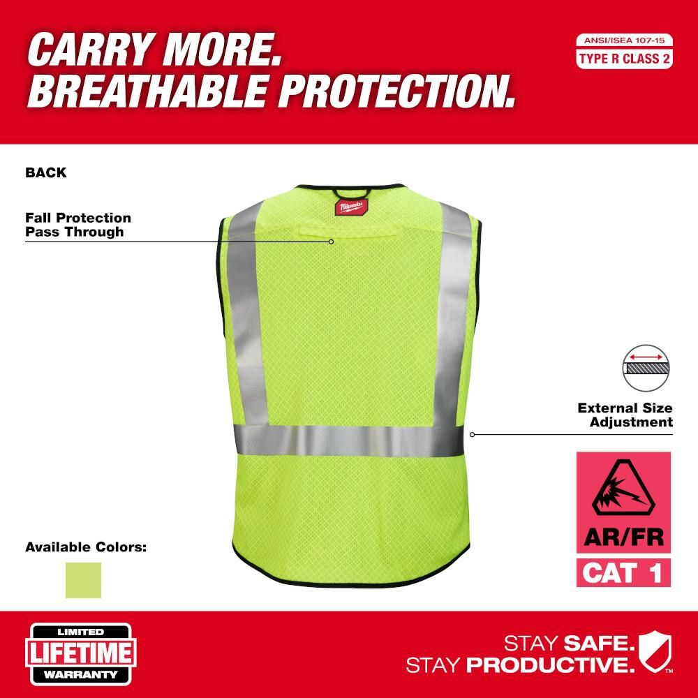 Milwaukee High Vis Safety Vest Class 2 Mesh AR/FR Cat 1, large image number 4