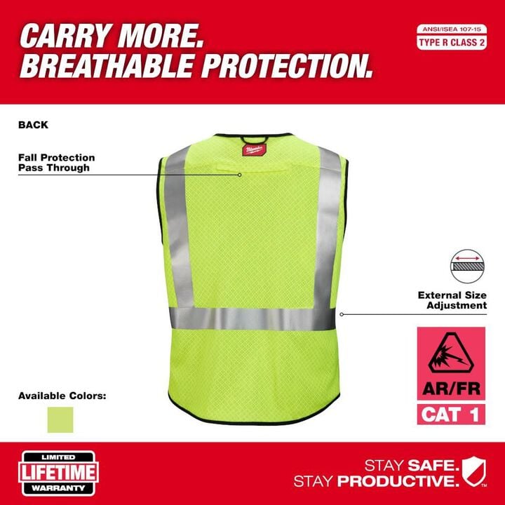 Milwaukee High Vis Safety Vest Class 2 Mesh AR/FR Cat 1, large image number 3