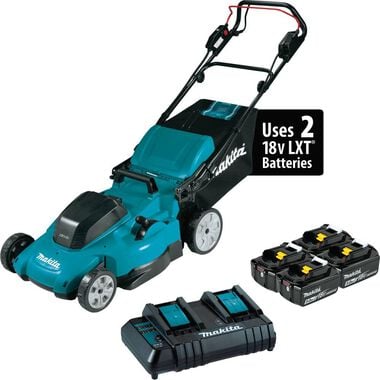 Makita 36V 18V X2 LXT 19in Lawn Mower Self Propelled 5Ah Kit with 4 Batteries, large image number 0