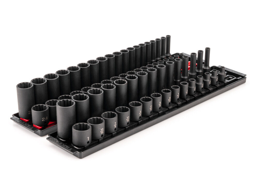 Tekton 3/8 Inch 12 Point Impact Socket Set, 68 Pieces (1/4-1 Inch, 6-24 mm), large image number 1