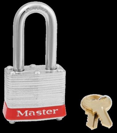 Master Lock #3 Long Shank Padlock with Red Bumper - 3LFRED