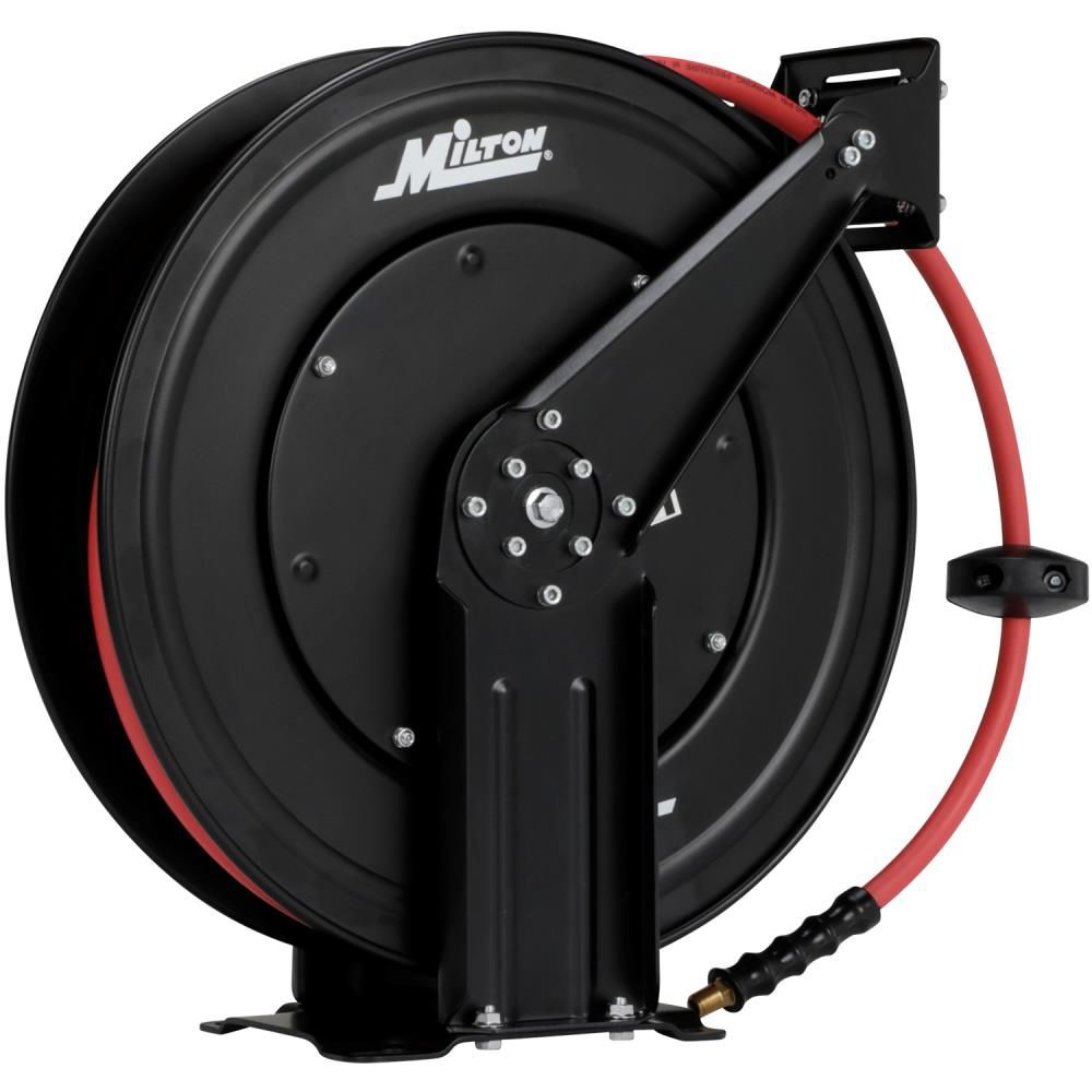 Milton 2760-50D - Steel Dual Arm Auto-Retractable Air Hose Reel 3/8in x 50 ft. Rubber Hose - 300 Max PSI, large image number 2