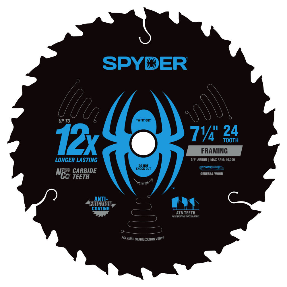 Spyder 7-1/4 Inch 24T Circular Saw Blade for Framing, 3 Pieces, large image number 2
