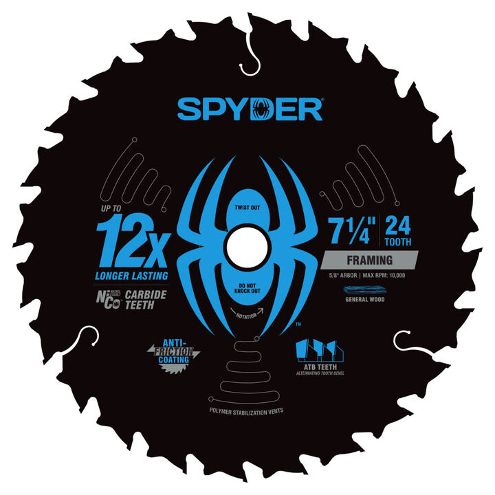 Spyder 7-1/4 Inch 24T Circular Saw Blade for Framing, 3 Pieces, large image number 1